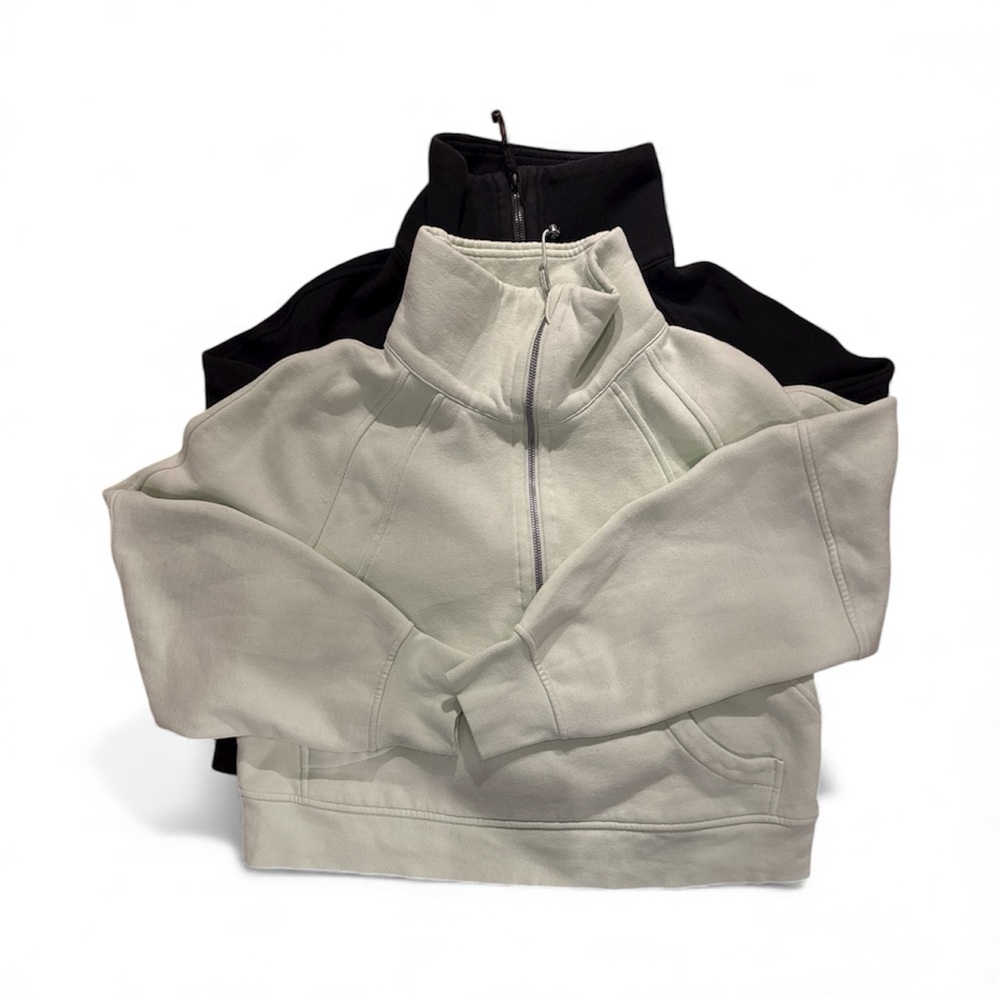 lululemon athletica Black and Mint Green Funnel Neck Pullover